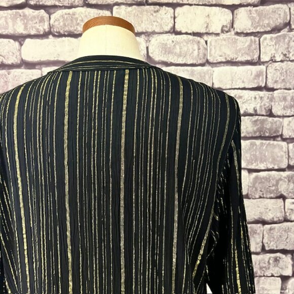 Carole Little NWT Black & Gold Long Sleeve Blouse Size 8P - Picture 7 of 9